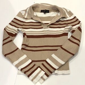 Almost Famous Rib Henley Long Sleeve polo shirt size medium